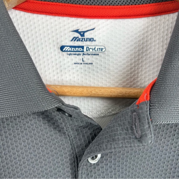 Mizuno Dry Lite Performance Polo Short Sleeve Shirt Collared Grey Orange Men’s L - Picture 4 of 16